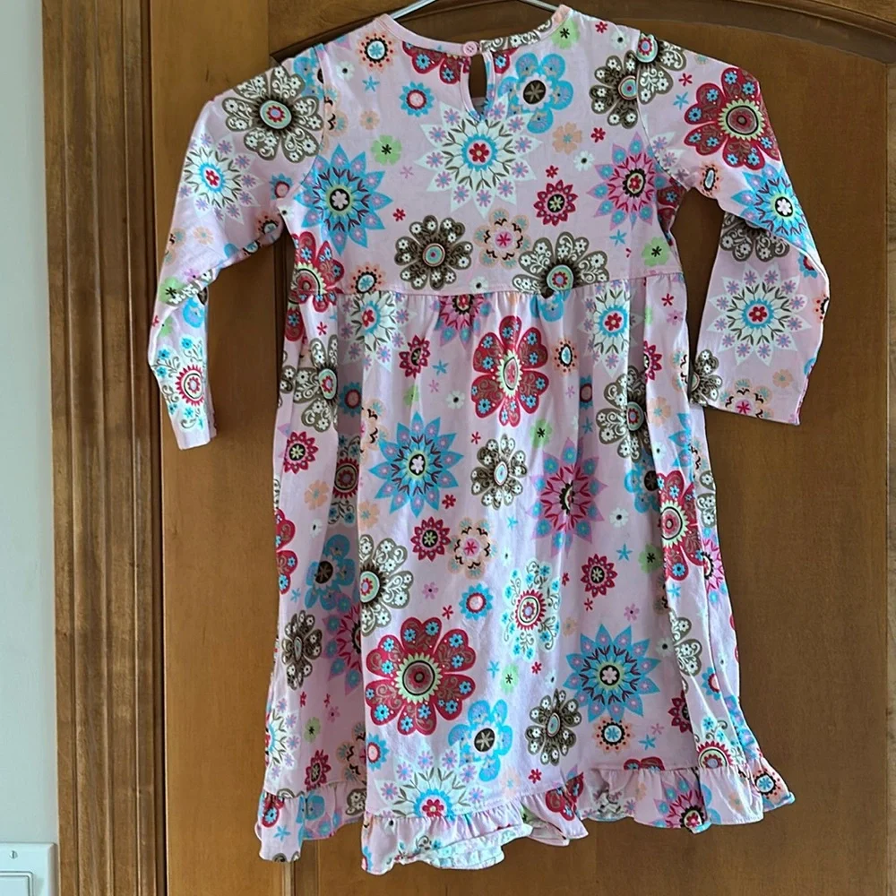 Hanna Andersson Girls Long Sleeve Floral Cotton Dress Size 5